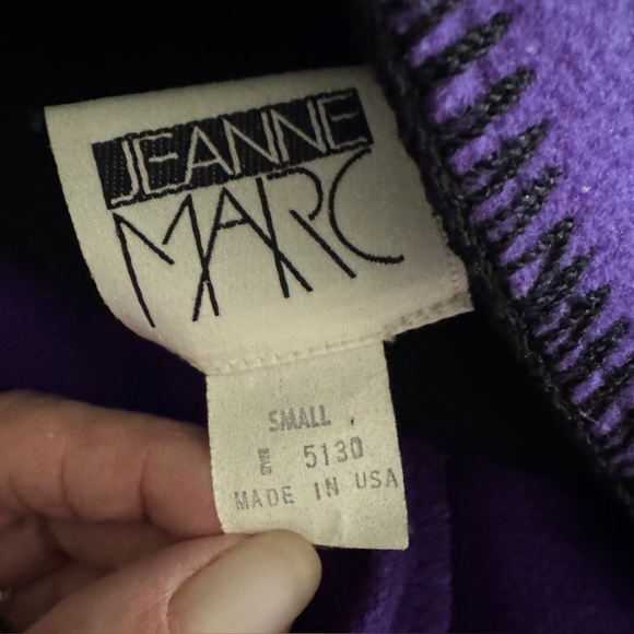 Jeanne Marc Purple and Black Size Small Wool Coat Single Button Close Vintage - Picture 11 of 16